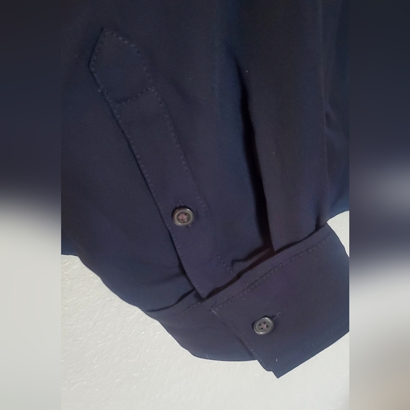 Banana Republic Semi Sheer Elegant Navy Long Sleeve Blouse Size Medium - Picture 4 of 7